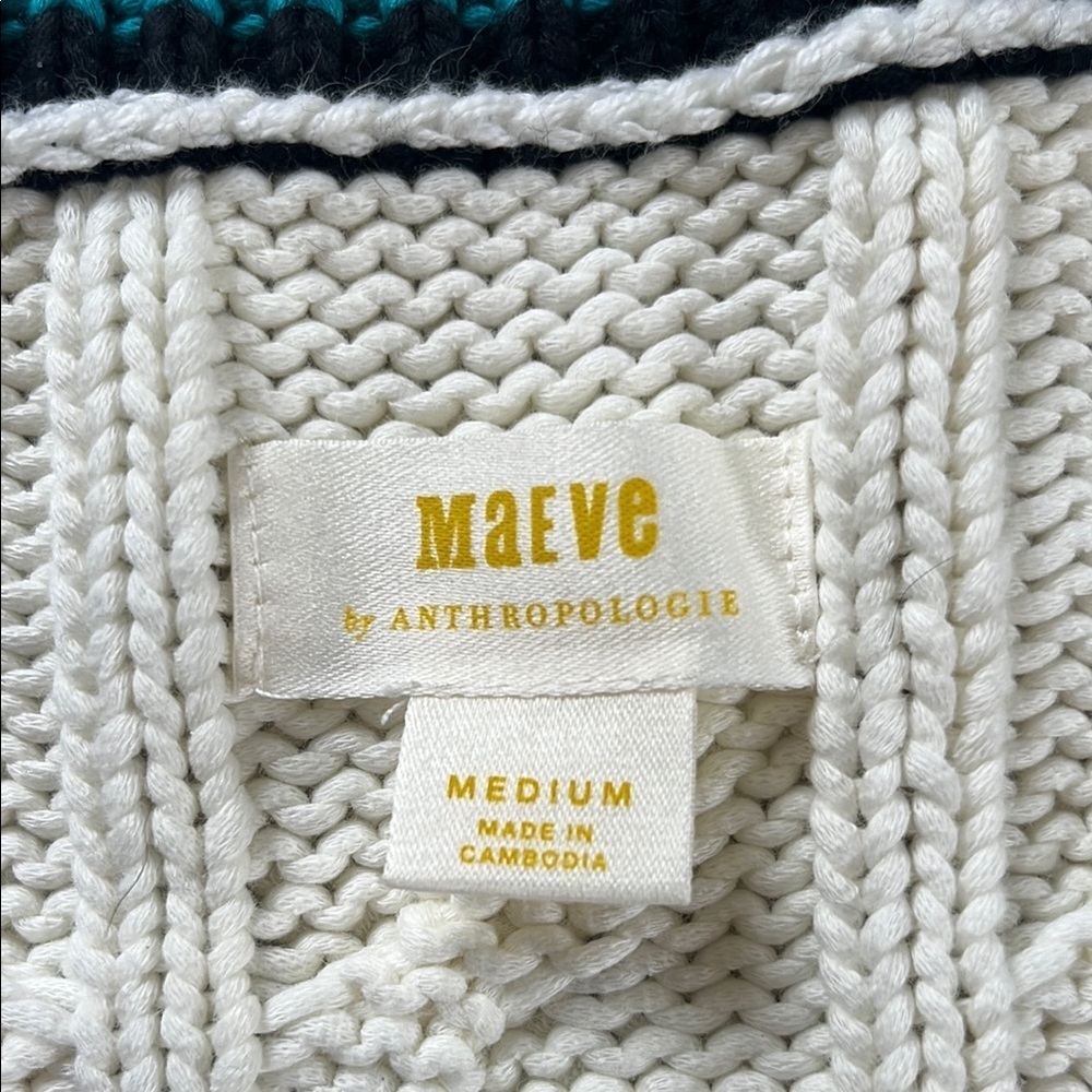 MAEVE Varsity Cable Knit Cardigan Sweater NWOT Size Medium - Picture 9 of 14